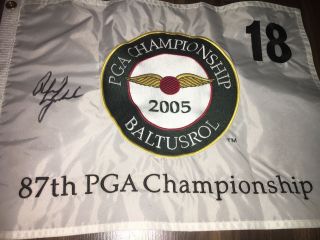 Phil Mickelson 2005 Pga Championship Signed Baltusrol Embroidered Flag Psa Dna