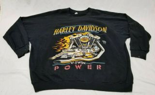 Vintage 1988 Harley Davidson Motorcycles V - Twin Power Sweatshirt Shirt Xl