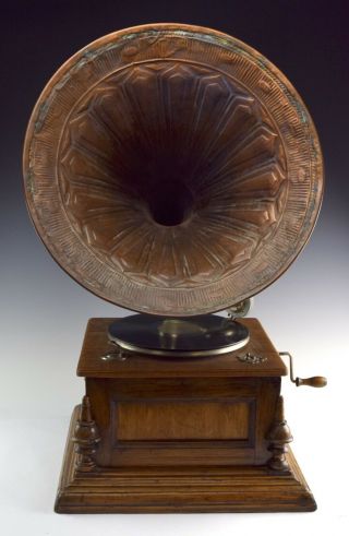 Rare Antique Lebanese Baidaphon Phonograph Player W/ Copper Horn