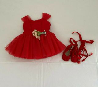 Vintage Mary Hoyer Red Tutu & Shoes Ballerina Outfit Tagged Fits 12 - 15 Inch Doll
