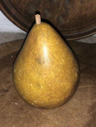 Early Vintage Antique Italian Alabaster Stone Fruit 3”bosch Pear Old Patina