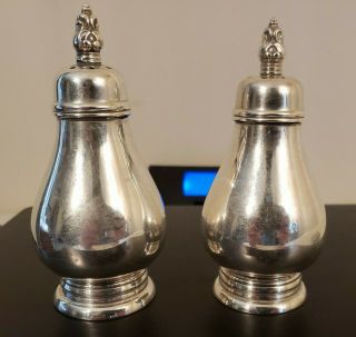 Antique Royal Danish Sterling Silver Salt And Pepper Shakers 4.  25 " 144 Grams