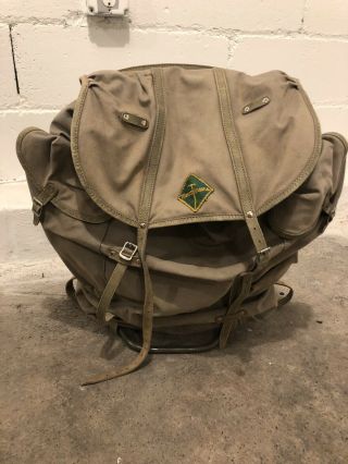 Bergans Vintage Canvas Backpack Rucksack Bag Norway German Gray