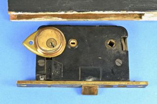 Antique Lockwood Mortise Lock in section of Door T8702 3/4 - - RARE 3