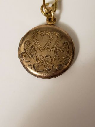 Antique S B Co.  1 - 20 12k Gf Round Locket Pin Hand Engraved With Picture