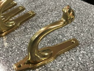 Set of 6 Vintage Solid Brass Foxhound Wall Mount Coat Hooks 5.  5 