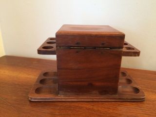 Vintage Wood Pipe Stand Holder And Box Humidor Box - Mid Century