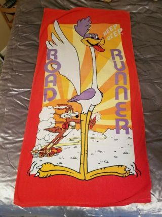 Vintage Looney Tunes Road Runner Wile E.  Coyote Beach Bath Towel Jay Franco 1986