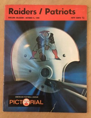 Vintage 1968 Afl Nfl Boston Patriots @ Oakland Raiders Football Program