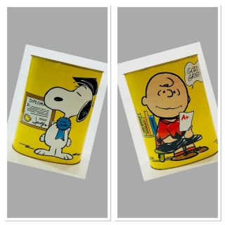 Vintage 1969 Cheinco Good Grief Cum Laude Snoopy Charlie Brown Trash Can