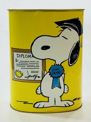 Vintage 1969 Cheinco Good Grief Cum Laude Snoopy Charlie Brown Trash Can 3