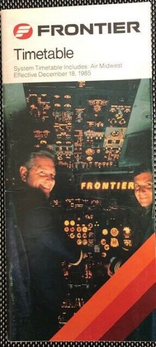 Frontier Airlines Timetable 1985 - - One Of The Last