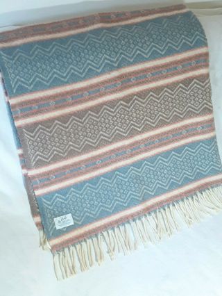 Vintage Faribo Wool Fringe Loomed Blanket Throw 50x50 Faribault,  Minnesota