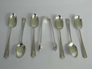 A STUNNING ANTIQUE VICTORIAN CASED STERLING SILVER SPOONS & TONGS - London 1898 3