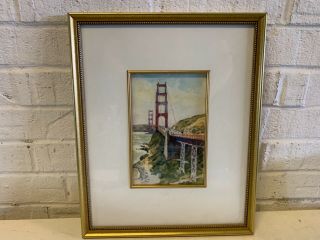 Vintage San Francisco Golden Gate Bridge Framedwatercolor Painting Signed Thomas