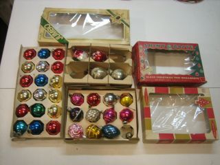 Box Vintage Glass Christmas Ornaments Balls 1 3/4 " Diameter