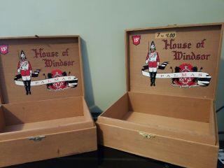 2 House Of Windsor Palmas Wooden Cigar Box Pennsylvania - 9 3/8 " X 7 3/8 " X 2 3/4 "