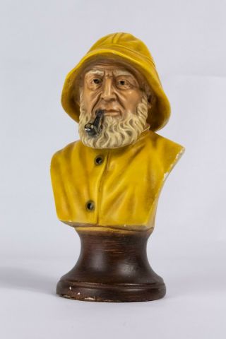 Vintage Nautical Salty Sea Captain Bust Fisherman Chalkware Statue