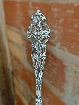 Alvin Floral Series Holly Christmas Spoon Sterling Silver No Mono Reticulated