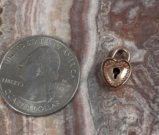 Antique Gold Filled Heart Shape Lock Charm,  Pendant