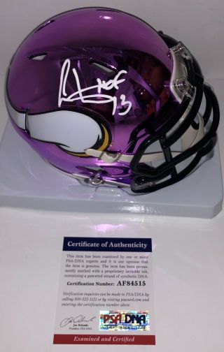 Cris Carter Signed Autographed Minnesota Vikings Chrome Mini Helmet Hof Psa/dna