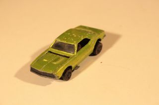 Vintage Redline Hotwheels 1967 Custom Camaro Mattel Toy Car Yellow Green 2