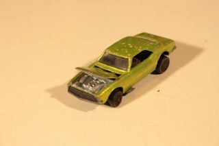 Vintage Redline Hotwheels 1967 Custom Camaro Mattel Toy Car Yellow Green 2 2