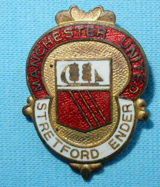 Vintage Manchester United Fc Stretford Ender Football Club Pin Badge Man Utd