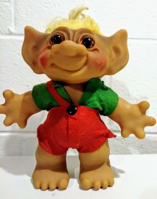 Vintage - Large Plastic Elf Dwarf Gnome Pixie Troll Figurine T.  H.  Dam 60 