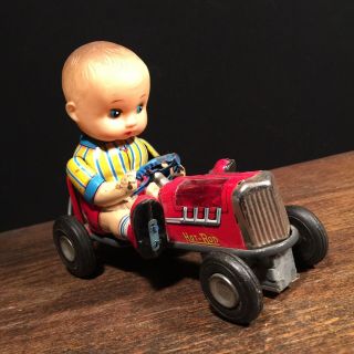 Vintage Tin Toy Japan Hot Rod Friction Car 30609 Baby Driver Racecar Number 8