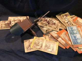 Antique Stereoscope With 39 Viewer Cards President Mckinley Christmas