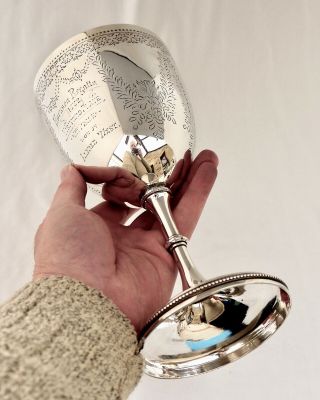 401gm Victorian Sterling Silver Sailing Trophy Goblet.  Hornsea Regatta Hull 1882