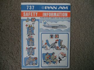Pan Am Boeing 737 Airline Safety Card