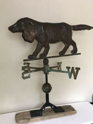 Antique Copper Weathervane Dog / Directionals / Copper Balls With Mount Complete