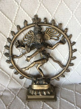 Vintage Solid Brass Shiva,  11 1/2 " Tall