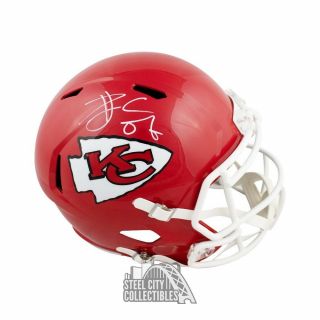 Travis Kelce Autographed Kansas City Chiefs Speed Full - Size Football Helmet Bas