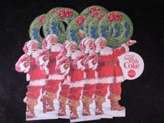 (11) Vintage 1960’s Coca - Cola Christmas Santa 6 - Pack Hangers