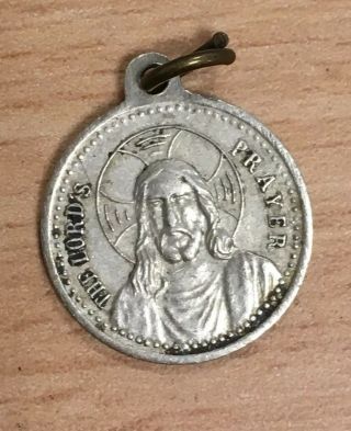 Vintage Christian ‘the Lords Prayer’ Charm / Pendant Silver.  1.  5cm Diameter