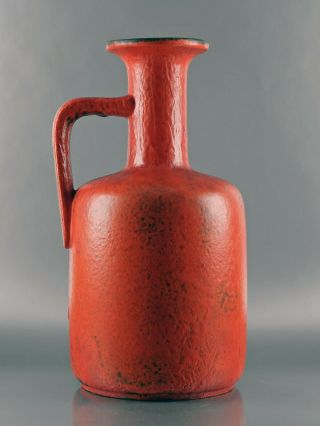 West German Pottery Ruscha Vintage Retro 1960s 1970s Red Vulkano Volcano Vase
