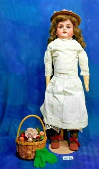 Antique 1890s German Armand Marseille Am 370 Bisque Doll In Garden Ensemble Df14