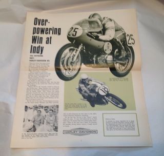 1967 Harley Davidson Enthusiast Page Cal Rayborn Indy 110 Mile Motorcycle Race