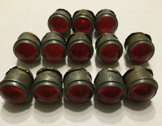 13 Red Stop Railroad Road Gas Cats Eye Sign Antique Glass Reflectors Vintage 3/4