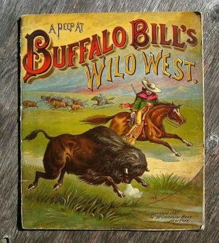 1887 Buffalo Bill Wild West Show Antique Western Indians Stagecoach Illustrated