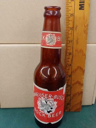 1930s Vintage Anhueser - Busch Bock Beer Irtp 12oz Longneck Bottle - - 6.  5 - -