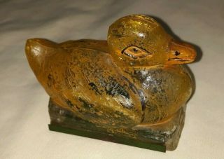 Antique Glass Painted Duck Bird Candy Container Rare $37.  99