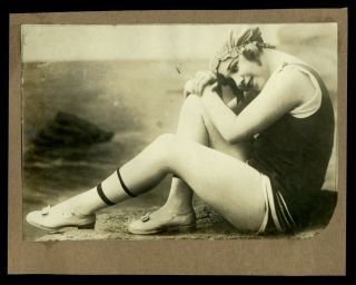 Vintage Pinup Studio Photograph 1920s Sexy Flapper