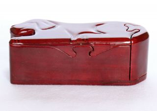 Wood Puzzle Trick Secret Jewelry Box Case Dog Brown Japanese Vintage 3