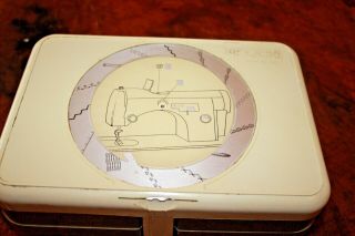 Vintage Necchi Supernova Sewing Machine Accessory Box Stitch Wheel Cams Feet 2