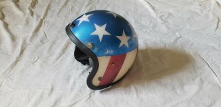 Vintage 1970 Lsi - 4150 Stars & Stripes Motorcycle Helmet Easy - Rider Chopper