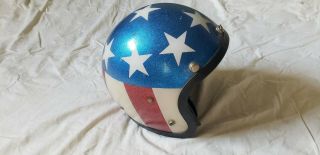Vintage 1970 LSI - 4150 Stars & Stripes Motorcycle Helmet Easy - rider Chopper 2
